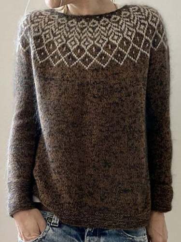 Vintage Long Sleeve Jacquard Sweater