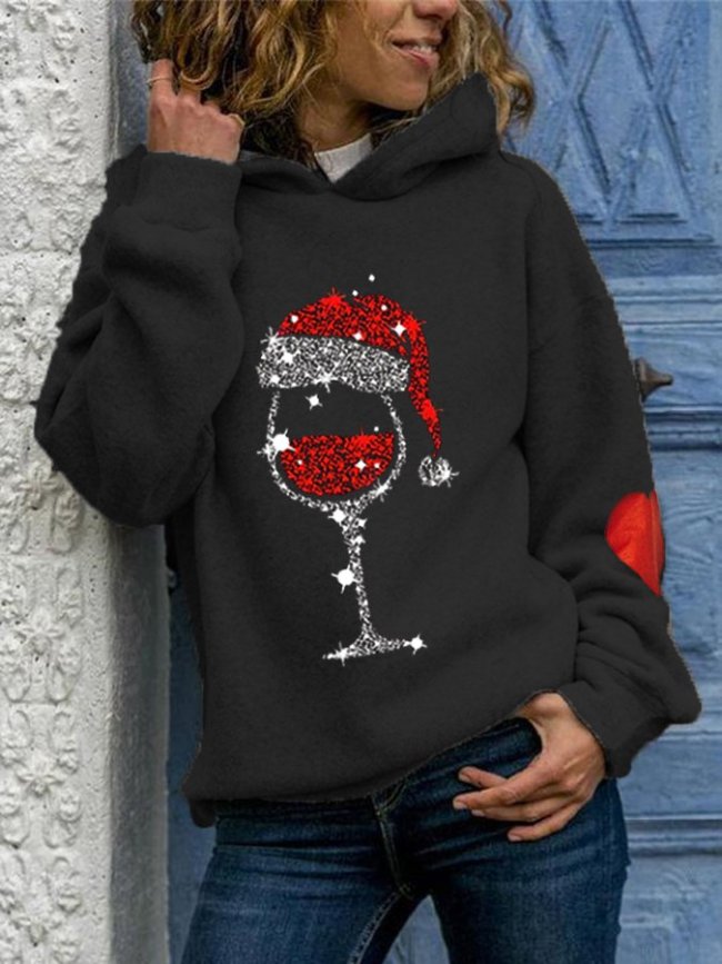 Women's Christmas Red Wine Glass Hoodie