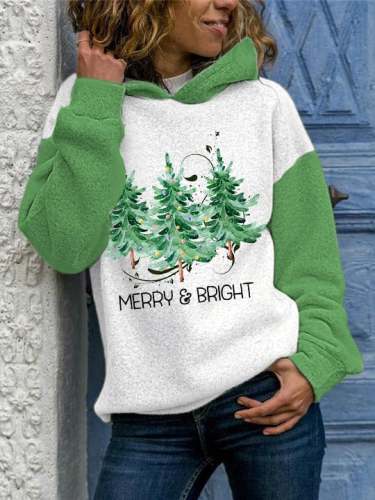 Women's Merry And Bright Christmas Tree🎄Casual Hoodie