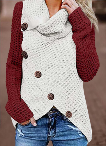 Plain Knitted Turtleneck Casual Sweater
