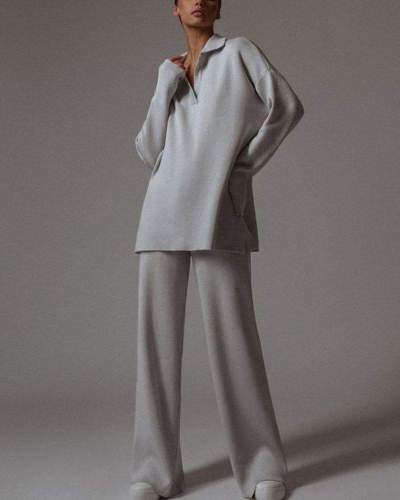 Women's Fashion Simple V-Neck Casual Suit