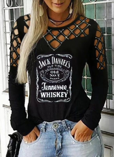 Women's Sexy Cutout Long Sleeve Party Casual T-Shirt Pullover Shirt