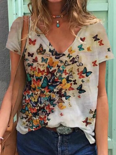 Butterfly Print Tops