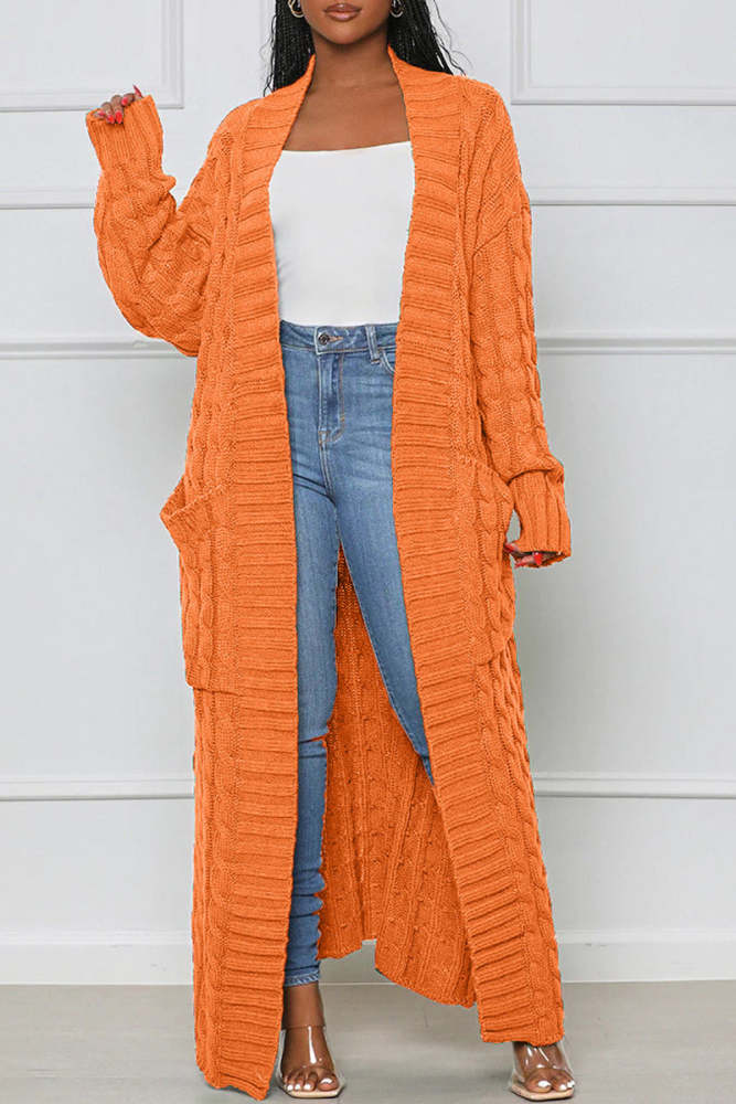 Solid Color Knitted Sweater Coat