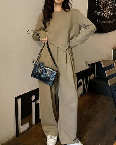 Chic Irregular Sweep With Wide Legs Two Pieces Set