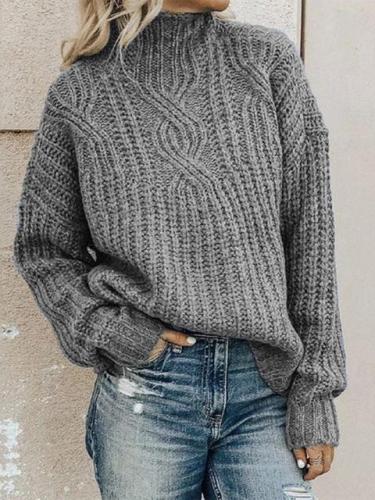 Solid Casual Loose Sweater