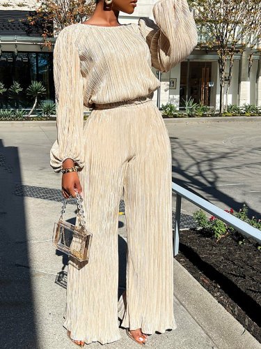 Casual Loose Pleated Two Piece Suit