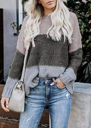 New sexy long-sleeved stitching autumn and winter casual Sweater