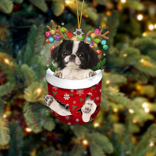 Japanese Chin 2 In Snow Pocket Christmas Ornament