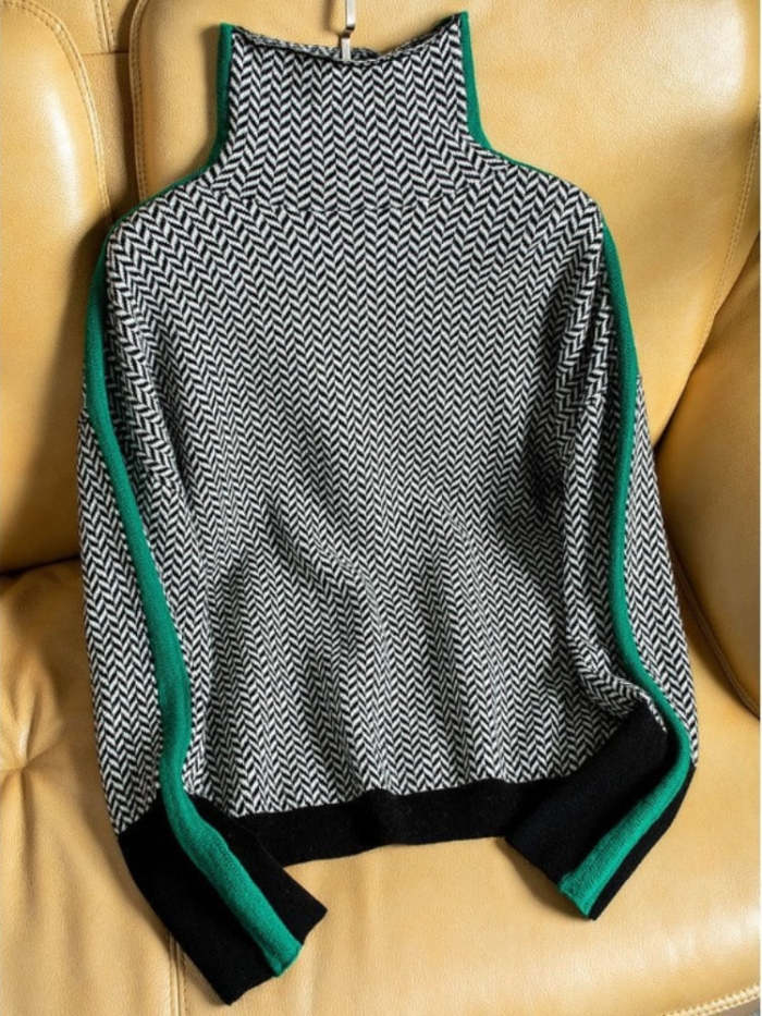 Jacquard Turtleneck Sweater