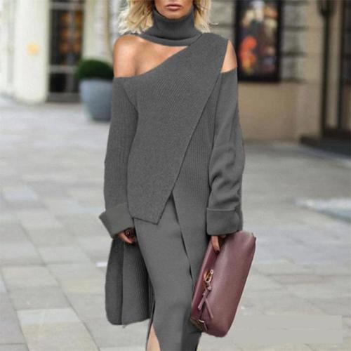 Stylish Off Shoulder Turtleneck Sweater Dress