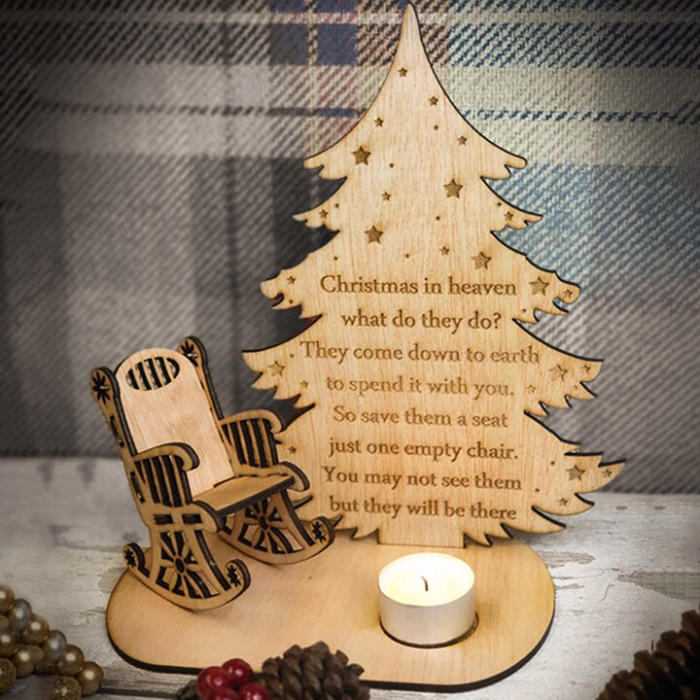 Personalized🎄 Christmas in Heaven Rocking Chair Ornament Memorial Tabletop Plaque🕯️