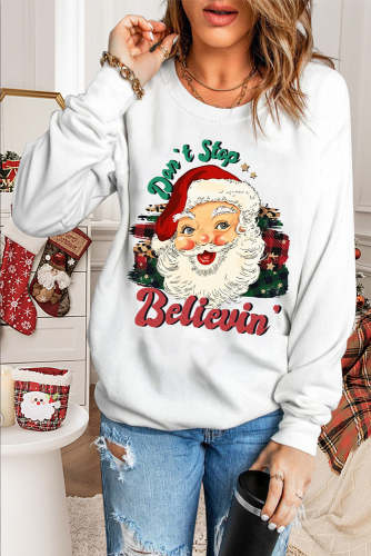 Christmas Santa Claus Round Neck Casual Pullover Sweatshirt