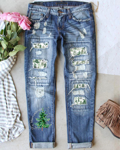 Merry and Bright Print Loose Casual Pants