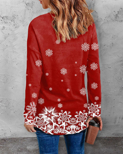 Christmas Elk Abstract V Neck Casual Tops