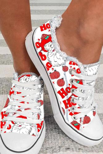 Santa Claus Print Canvas Sneakers