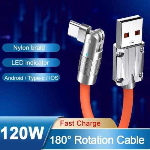 🔥2022 New Year Sale-50% OFF-180° Rotating Fast Charge Cable