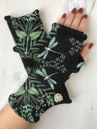Casual Retro printed knitted warm gloves