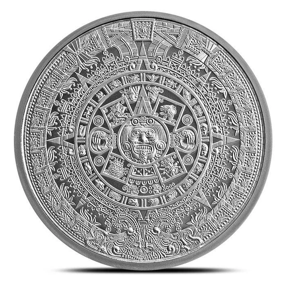 1 oz .999 Aztec Calendar Stone, Eagle Warrior Emperor of Tenochtitlan New