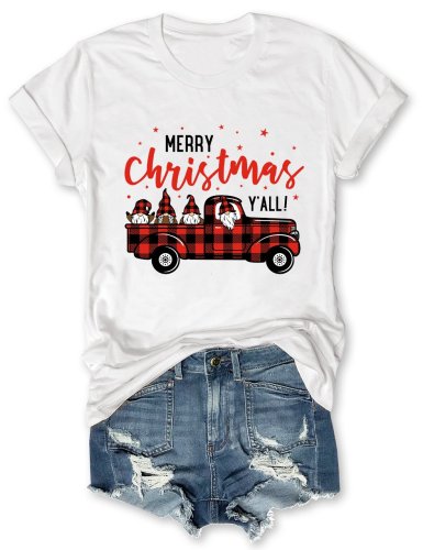 Gnomes in Truck Merry Christmas T-Shirt