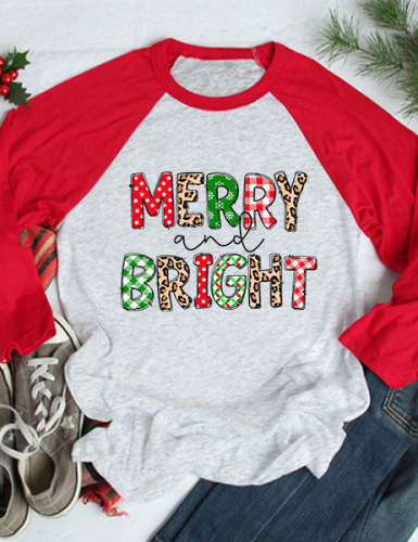 Merry and Bright Raglan 3/4 Sleeve T-Shirt