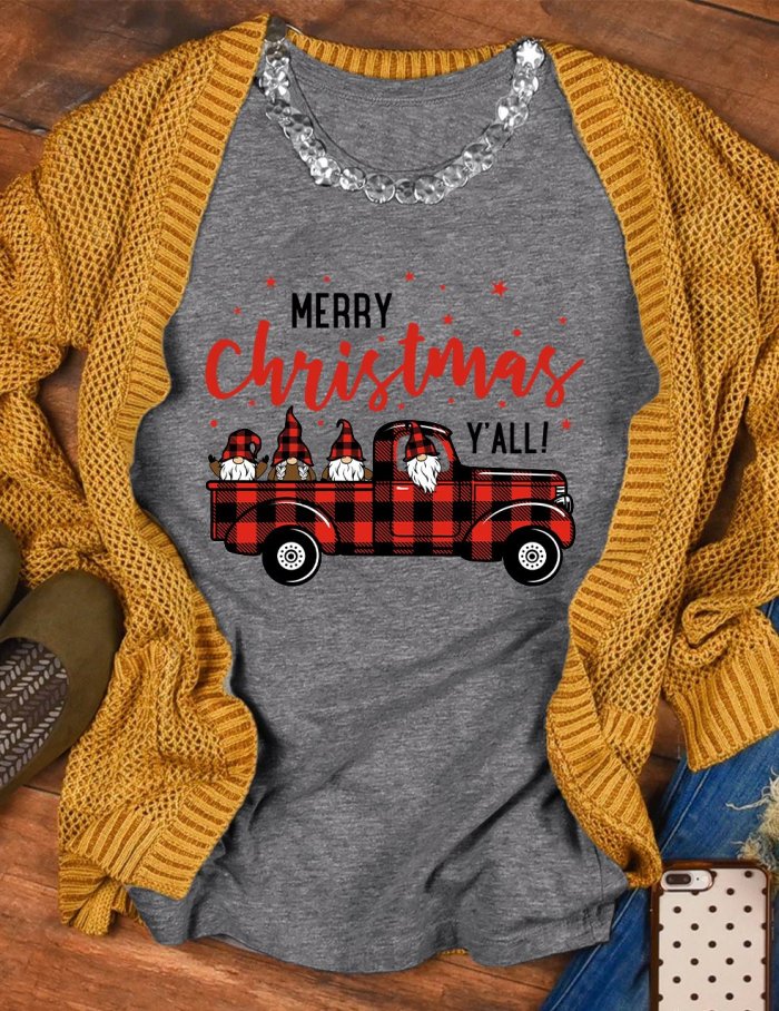Gnomes in Truck Merry Christmas T-Shirt