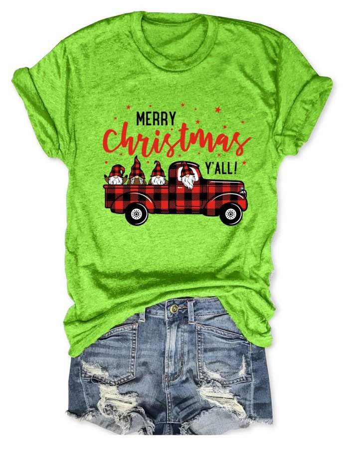 Gnomes in Truck Merry Christmas T-Shirt
