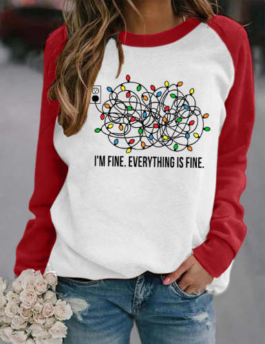 I'm Fine Everything is Fine Color Block Sweatshirt