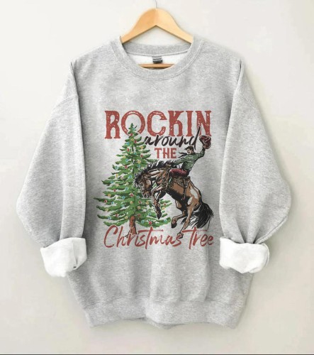 Rockin Around The Christmas Tree Print Sweatshirt