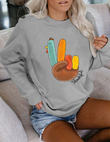 Peace Sign Turkey Thankful Sweatshirt