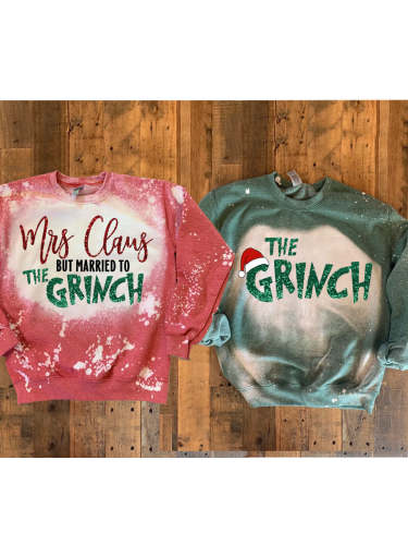 Mrs. Claus But Married To The Grinch Tie Dye Matching Sweatshirt
