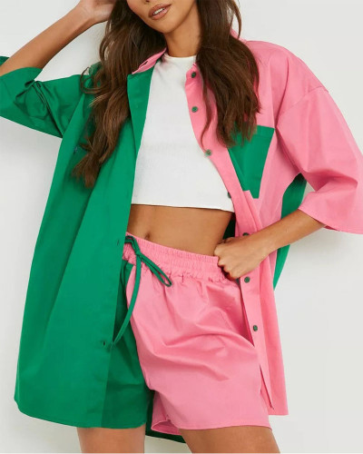 Casual color matching two-piece set