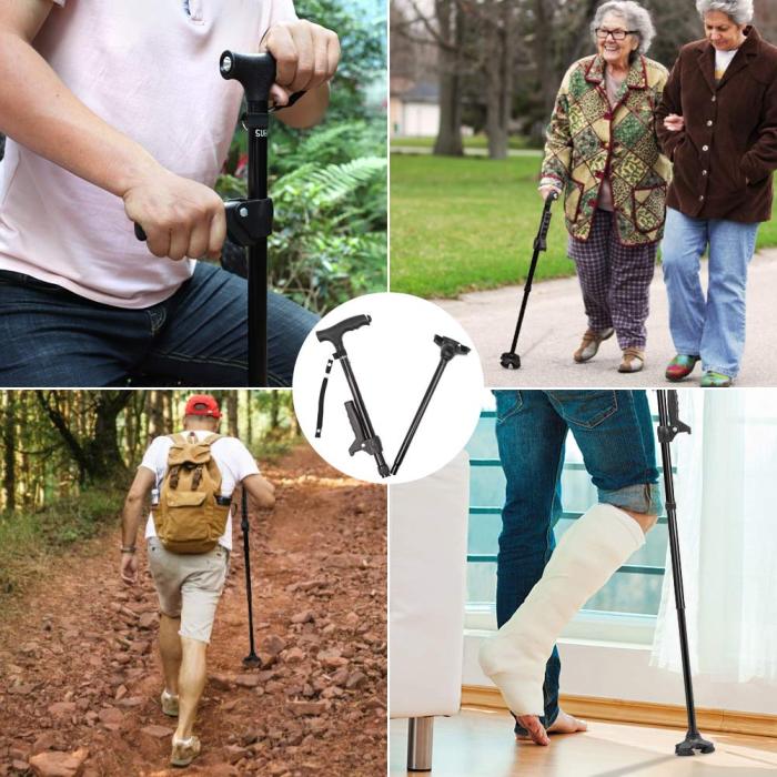 🔥Last Day Get 70% Off🔥Aluminum alloy with LED light non-slip foldable walking stick