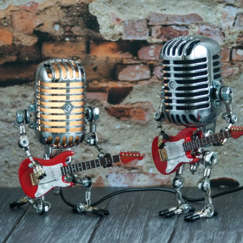 New Year's Sale🔥LAST DAY 70% OFF🎁Vintage Metal Microphone Robot Desk Lamp🎸