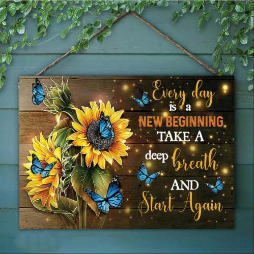 🔥Last day 50% OFF -🦋''Every Day Is A New Beginning''🌻-Butterfly Sunflowers Wall Art 💖