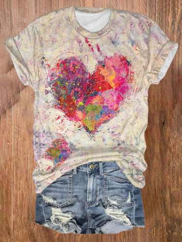 🔥Buy 3 Get 10% Off🔥Retro Love Oil Painting Watercolor Print T-Shirt