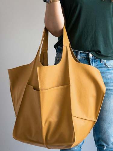 🔥Buy 3 Get 10% Off🔥Solid Color Leather Tote Bag