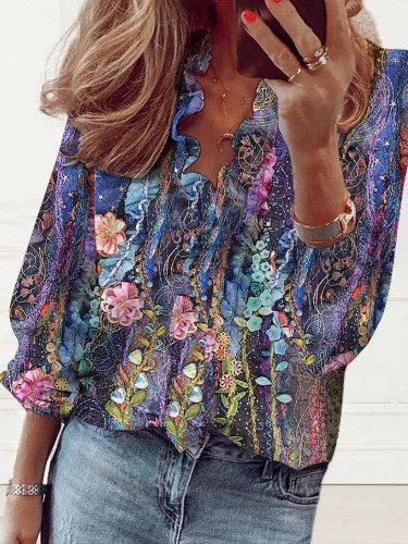 🔥Buy 3 Get 10% Off🔥Women's Floral Print Casual Long Sleeve Shirt