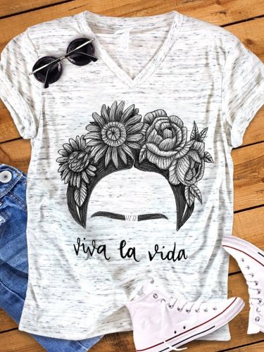 🔥Buy 3 Get 10% Off🔥Women's Frida Khalo Vivala Vida Print Snowflake Dot T-Shirt