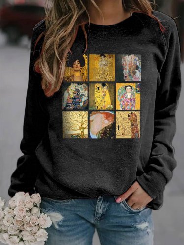 🔥Buy 3 Get 10% Off🔥Women's Klimt Gold Oil Painting Series Printed Sweatshirt