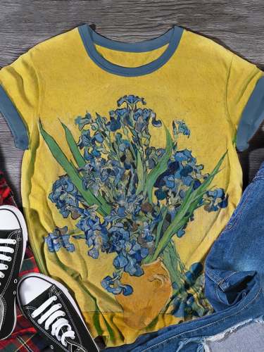 🔥Buy 3 Get 10% Off🔥Women's World Famous Painter Iris Oil Painting Short Sleeve T-Shirt