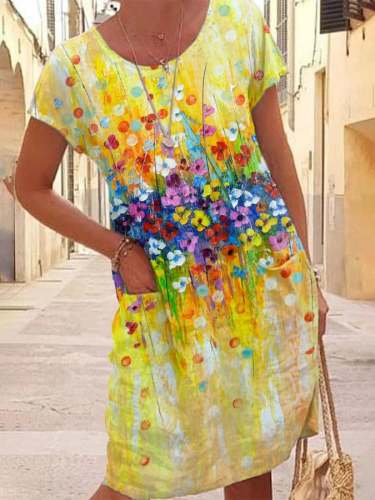 🔥Buy 3 Get 10% Off🔥Women's Floral Print Pocket Dress