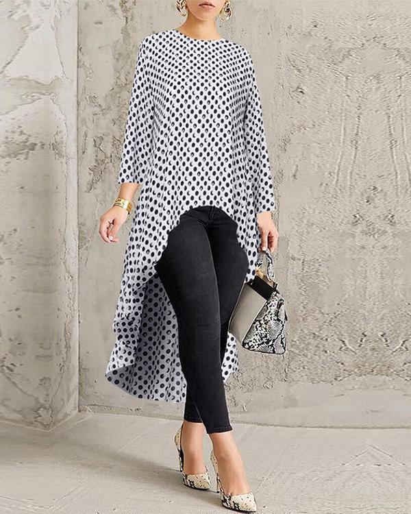 Women Printed Asymmetrical High Low Blouse