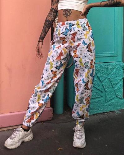 Butterfly Print Casual Hip-hop Trousers