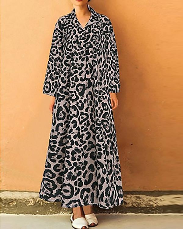 Women's Elegant Shift Leopard Printed Dress