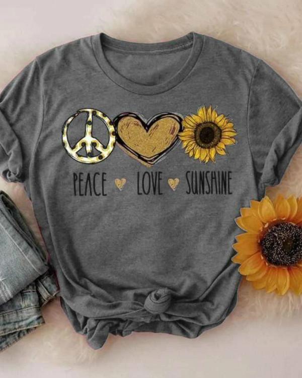 Women Peace Love Sunshine Fashion Summer T-shirts