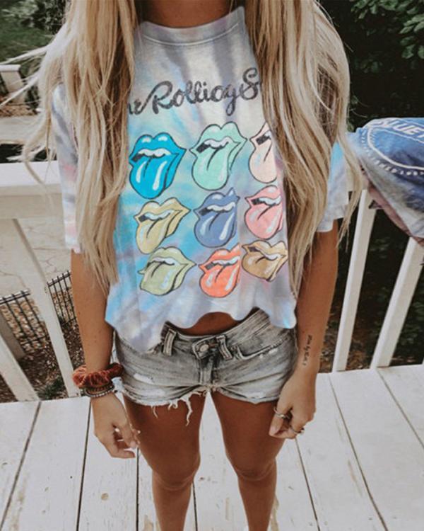 Casual Daily Tie-Dye Printed Short Tops