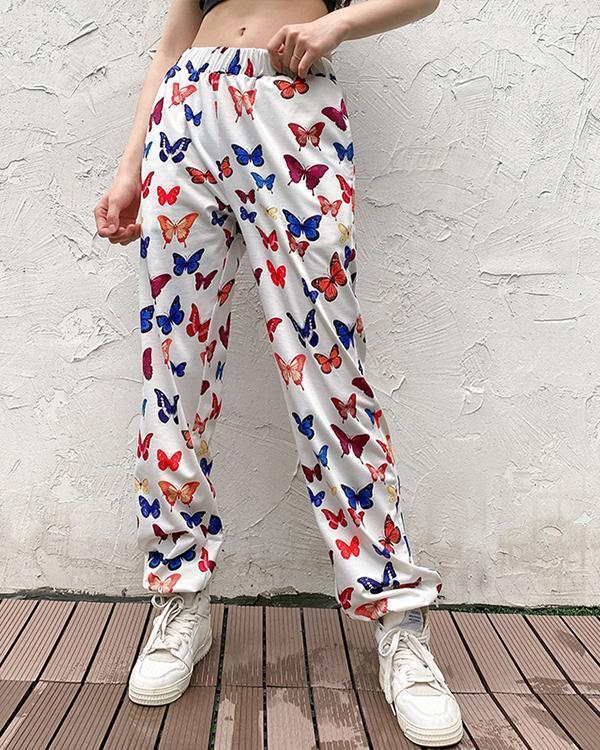 Butterfly Print Casual Hip-hop Trousers