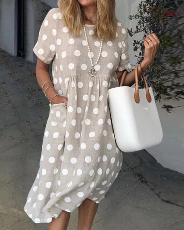 US$ 33.99 - Women Polka Dots Pockets Casual Summer Dresses - www