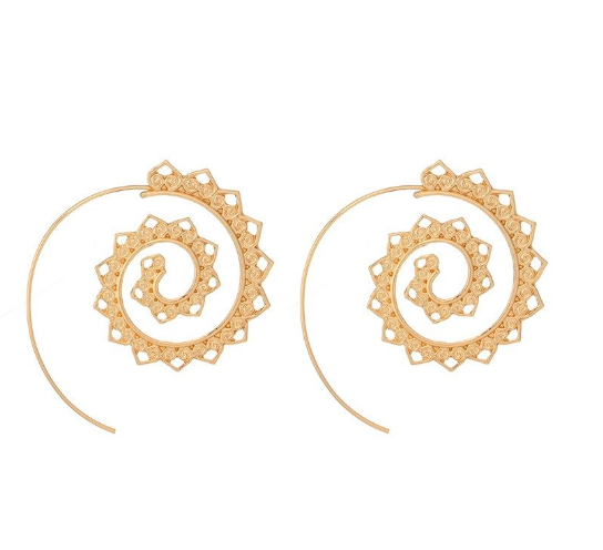 Women Fashion Spiral Earrings Heart-shaped Retro Earrings